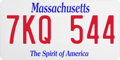 MA license plate 7KQ544