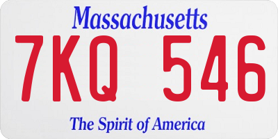 MA license plate 7KQ546