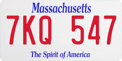 MA license plate 7KQ547