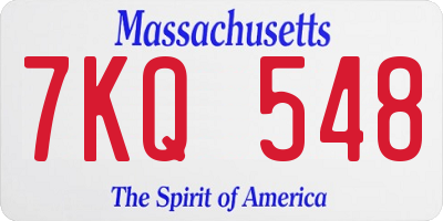 MA license plate 7KQ548