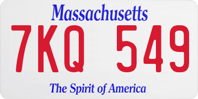 MA license plate 7KQ549