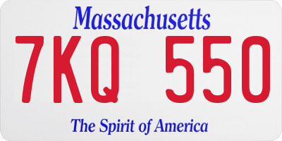 MA license plate 7KQ550