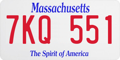 MA license plate 7KQ551