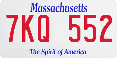 MA license plate 7KQ552