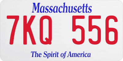 MA license plate 7KQ556