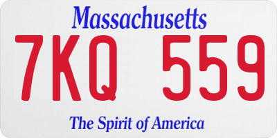 MA license plate 7KQ559