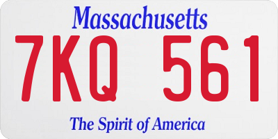 MA license plate 7KQ561