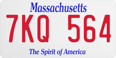 MA license plate 7KQ564