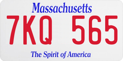 MA license plate 7KQ565