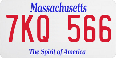 MA license plate 7KQ566