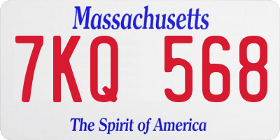 MA license plate 7KQ568