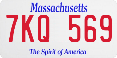 MA license plate 7KQ569
