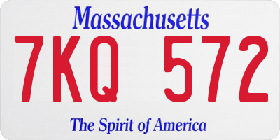 MA license plate 7KQ572