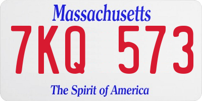 MA license plate 7KQ573