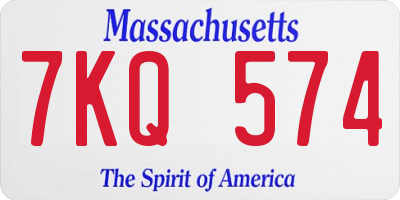 MA license plate 7KQ574