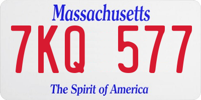 MA license plate 7KQ577