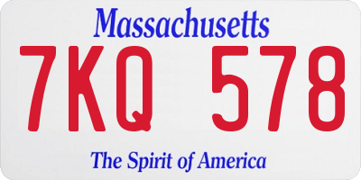 MA license plate 7KQ578
