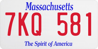 MA license plate 7KQ581