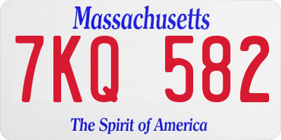 MA license plate 7KQ582