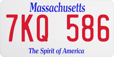 MA license plate 7KQ586