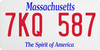 MA license plate 7KQ587