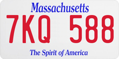 MA license plate 7KQ588