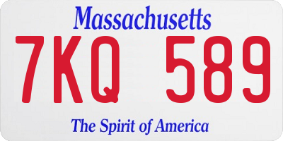 MA license plate 7KQ589