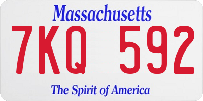 MA license plate 7KQ592