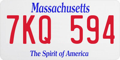 MA license plate 7KQ594