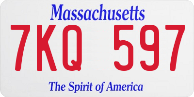 MA license plate 7KQ597