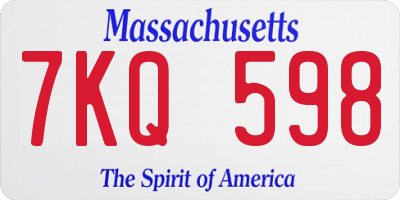 MA license plate 7KQ598