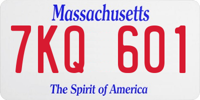 MA license plate 7KQ601