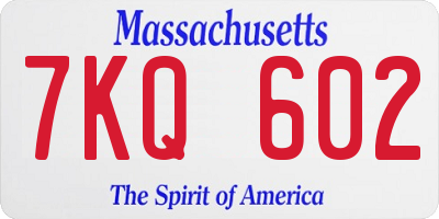 MA license plate 7KQ602