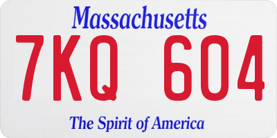 MA license plate 7KQ604