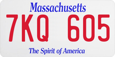 MA license plate 7KQ605