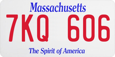 MA license plate 7KQ606