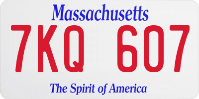 MA license plate 7KQ607