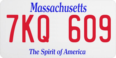 MA license plate 7KQ609