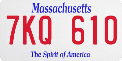 MA license plate 7KQ610