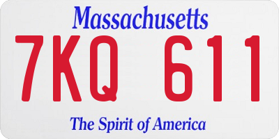 MA license plate 7KQ611
