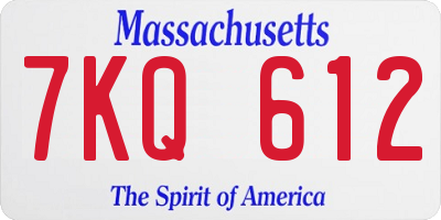 MA license plate 7KQ612