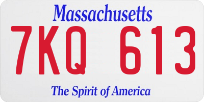 MA license plate 7KQ613