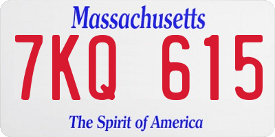 MA license plate 7KQ615