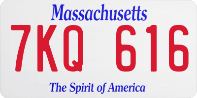 MA license plate 7KQ616