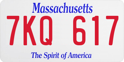 MA license plate 7KQ617