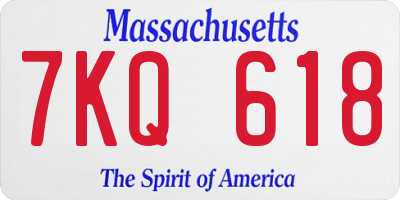 MA license plate 7KQ618