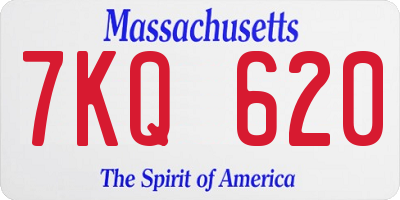 MA license plate 7KQ620