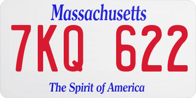 MA license plate 7KQ622