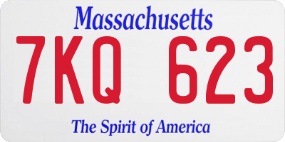 MA license plate 7KQ623