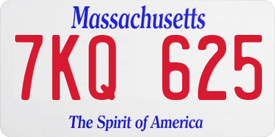MA license plate 7KQ625